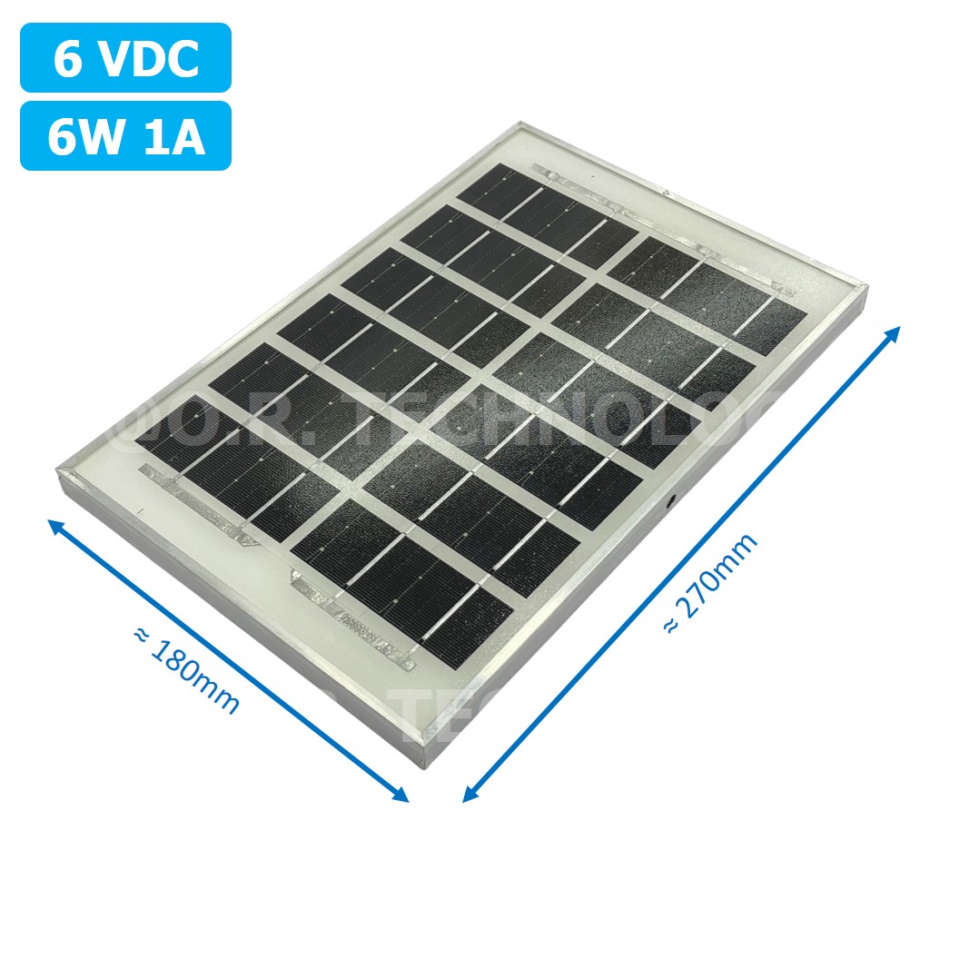 6V 6W แผงโซล่าเซลล์ โมโน PV Mono Solar cell 6VDC 6W 1A