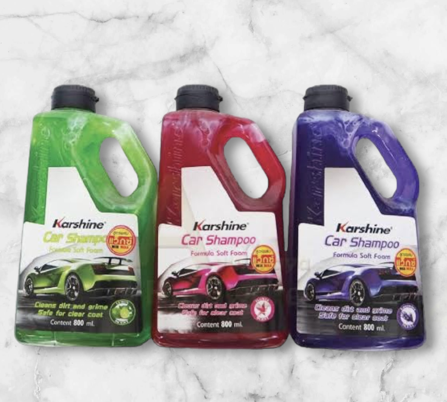 Karshine shampoo คาร์ชายน์ แชมพูล้างรถผสมแว็กซ์ กลิ่นลาเวนเดอร์ กลิ่นมะนาว กลิ่นพฤกษา ปริมาณ 800 มล.