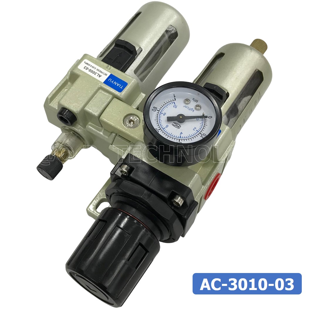 AC3010-03 ชุดกรองลมแบบ 2 ตอน Manual Drain FRL 2 Unit Combination Air Filter, Regulator & Lubricator TIANYU AC-3010-03