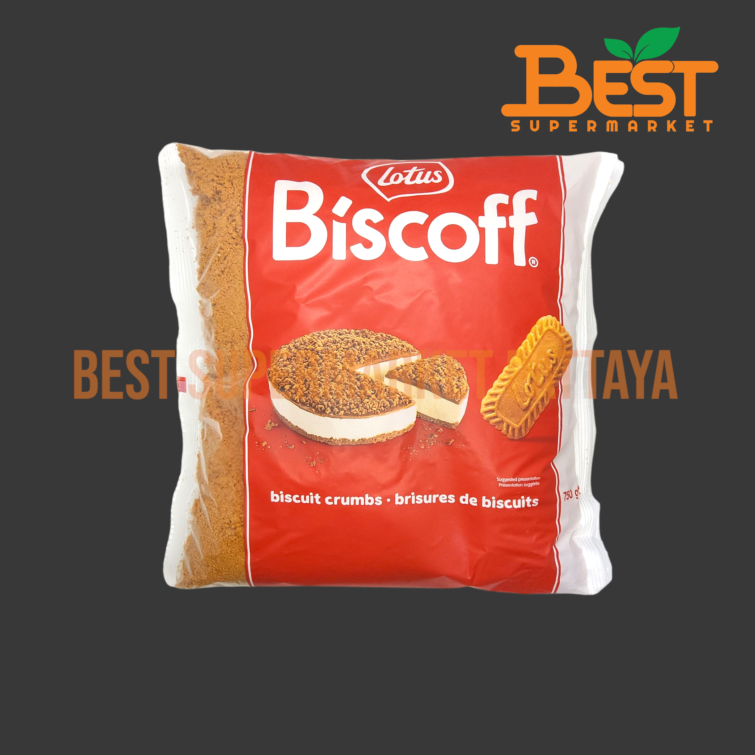 โลตัส บิสคอผ บิสกิต ครั้มบส์ บิสกิตแบบป่น 750 กรัม Lotus Biscoff Biscuit Crumbs 750 g.