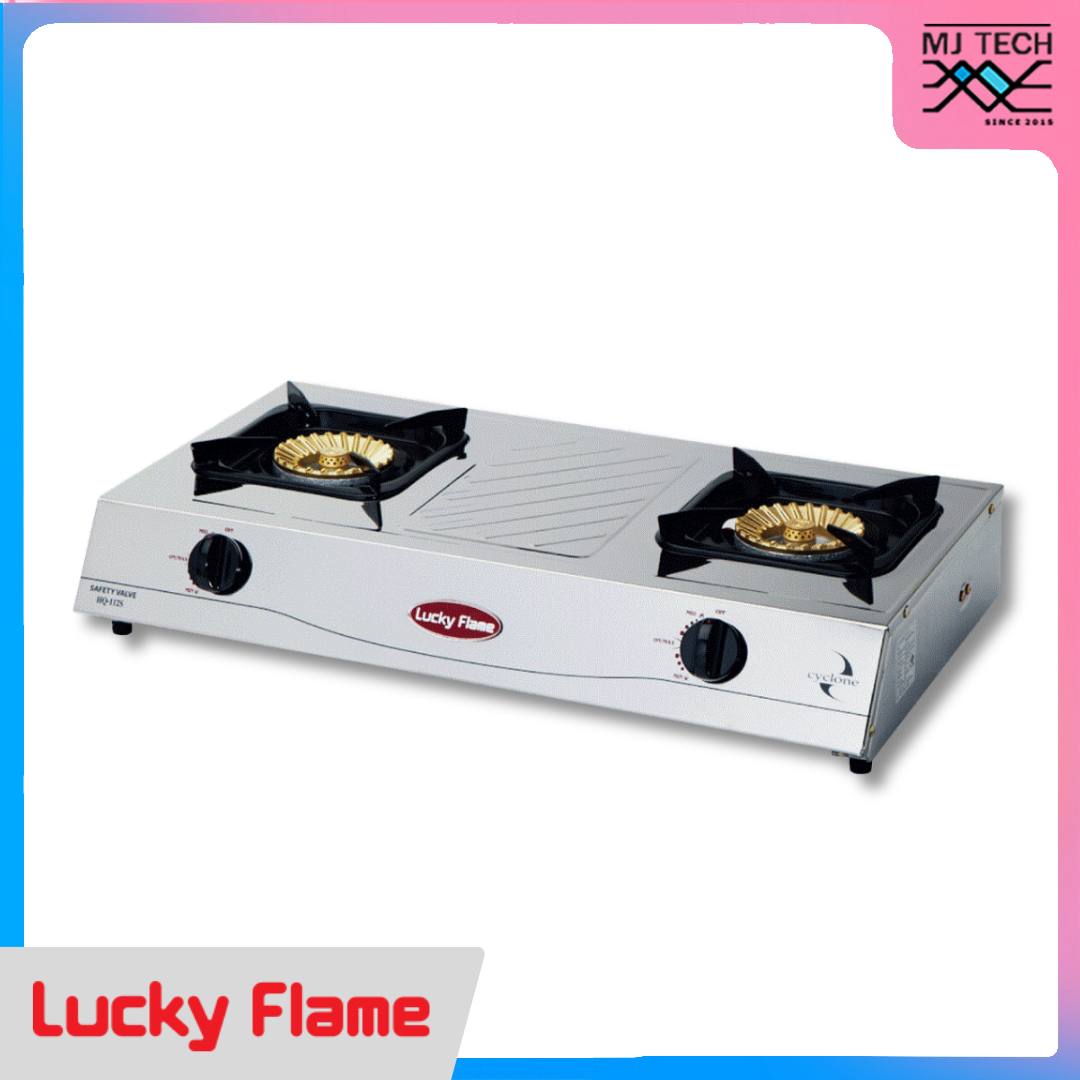LUCKY FLAME เตาแก๊สตั้งโต๊ะ 2 หัวเตา สเตนเลสทั้งตัว รุ่น HQ-112S