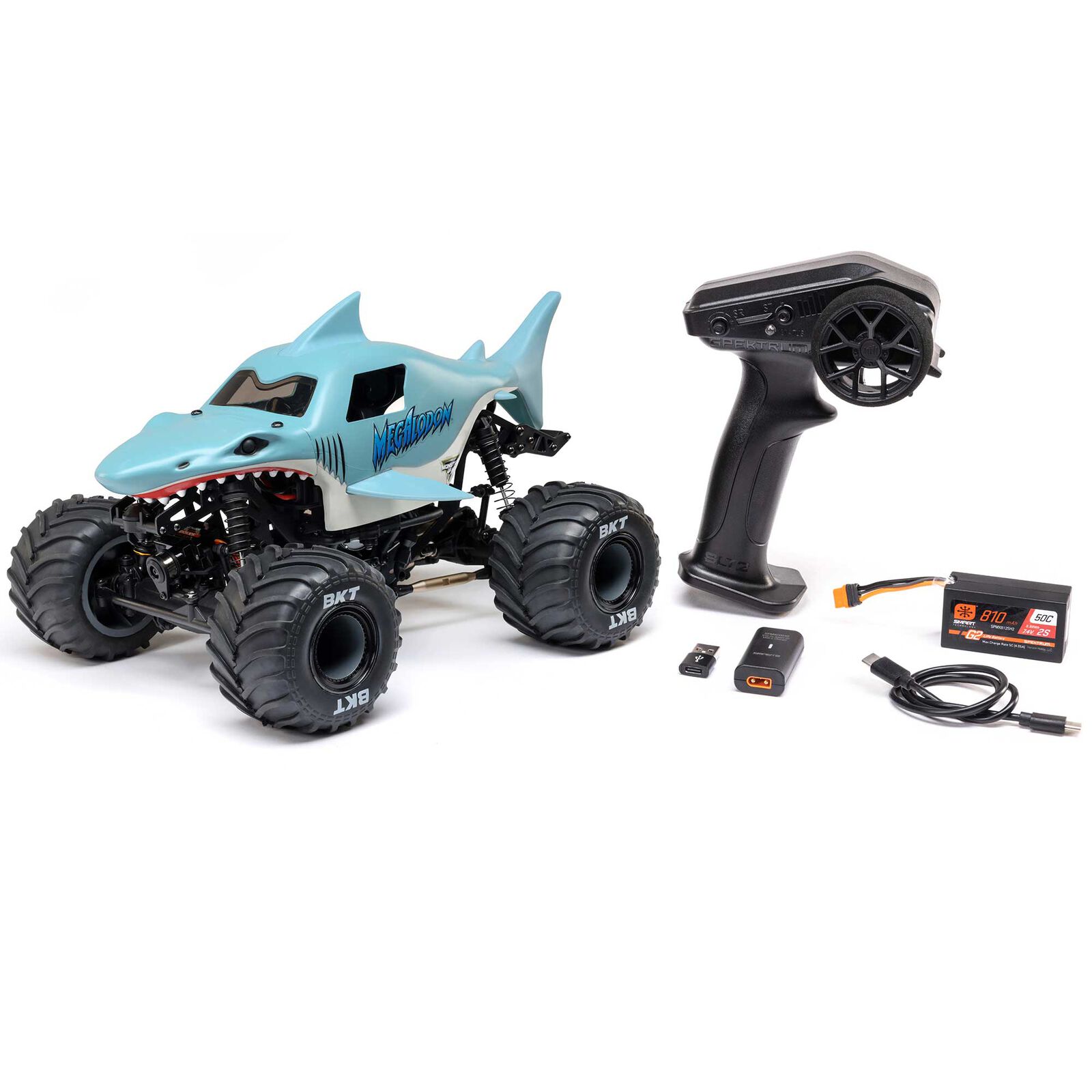 LOS01026T3 1/18 Mini LMT Megalodon 2S 4X4 RTR Brushed Monster Truck (Battery & Charger Included)