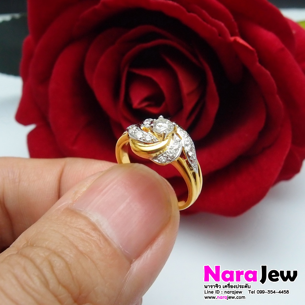 แหวนเพชร เม็ดชู 20 ตัง ล้อมเพชรแท้ 24 ตัง รวมทั้งวง 44 ตัง