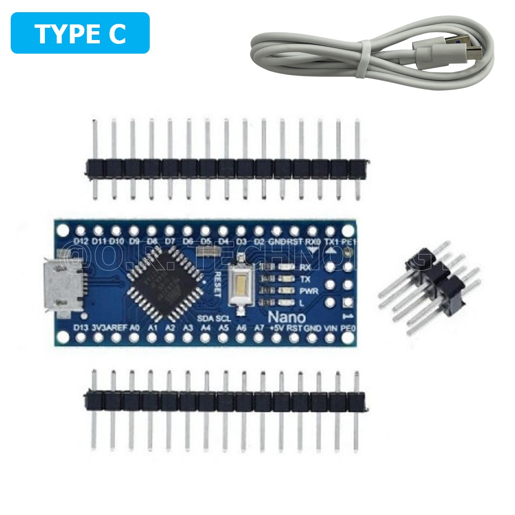 (1ชิ้น) AH031 บอร์ด Arduino Nano V3.0 พร้อมสาย ATmega328P CH340 CH340G Type-C แบบยังไม่บัดกรีขา Unsoldered