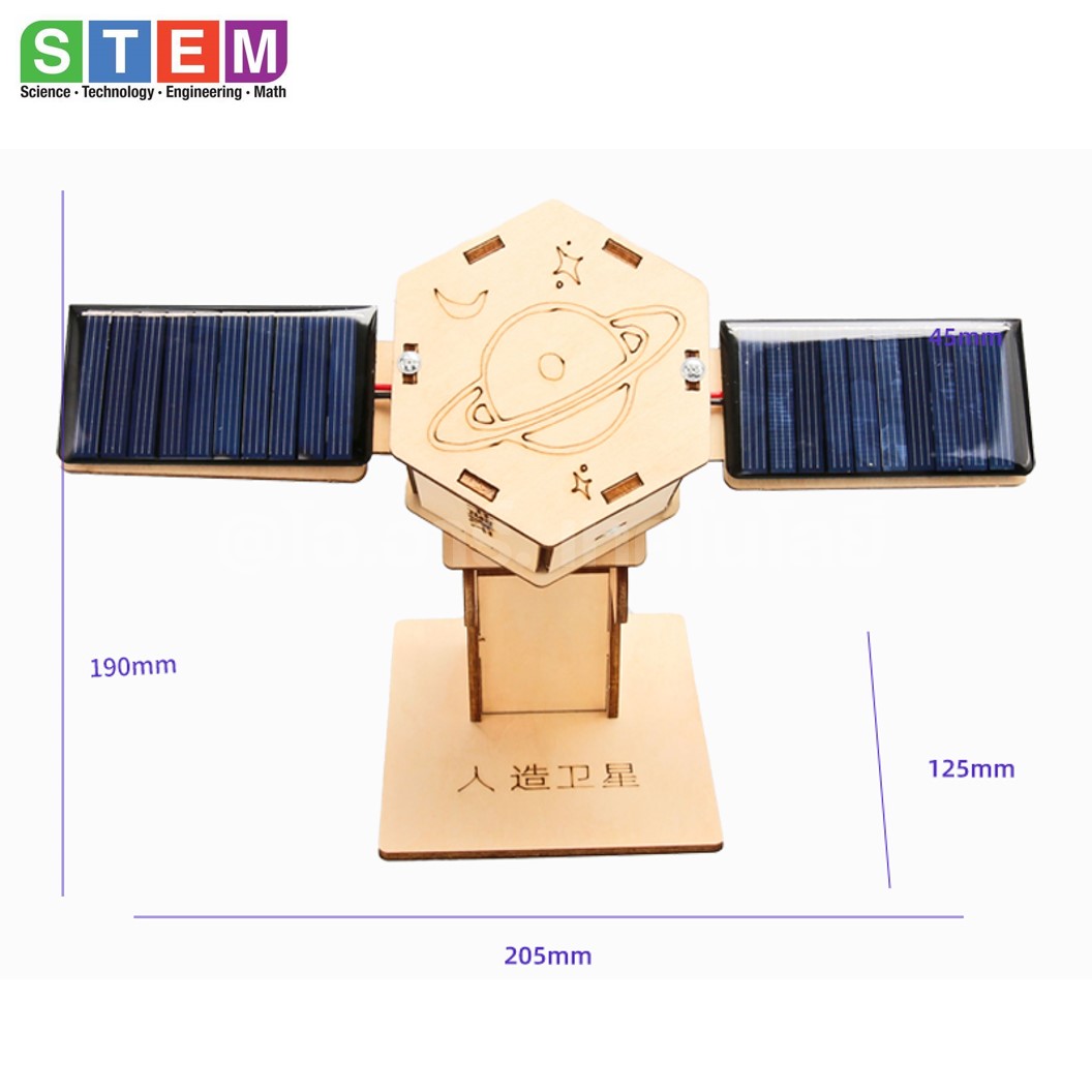 T-M214 ชุดประกอบไม้ ดาวเทียม พลังงานแสงอาทิตย์ Solar Artificial Satellite Wooden Kit STEM Education ของเล่นเสริมทักษะ เสริมพัฒนาการ