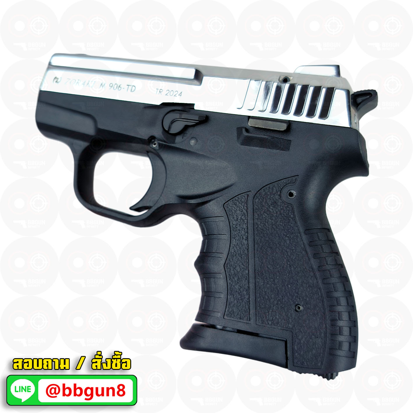แบลงค์กัน Zoraki M 906-TD สีเงินเงา Blank gun (แถมกล่องใส่ปืน)