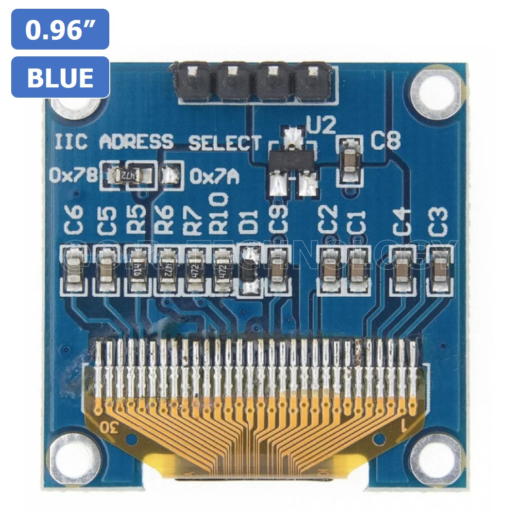 (1ชิ้น) AA412 หน้าจอ จอแสดงผล ขนาด 0.96 นิ้ว 0.96" Inch I2C IIC OLED LCD Module 4pin (with GND VCC), Blue สีน้ำเงิน