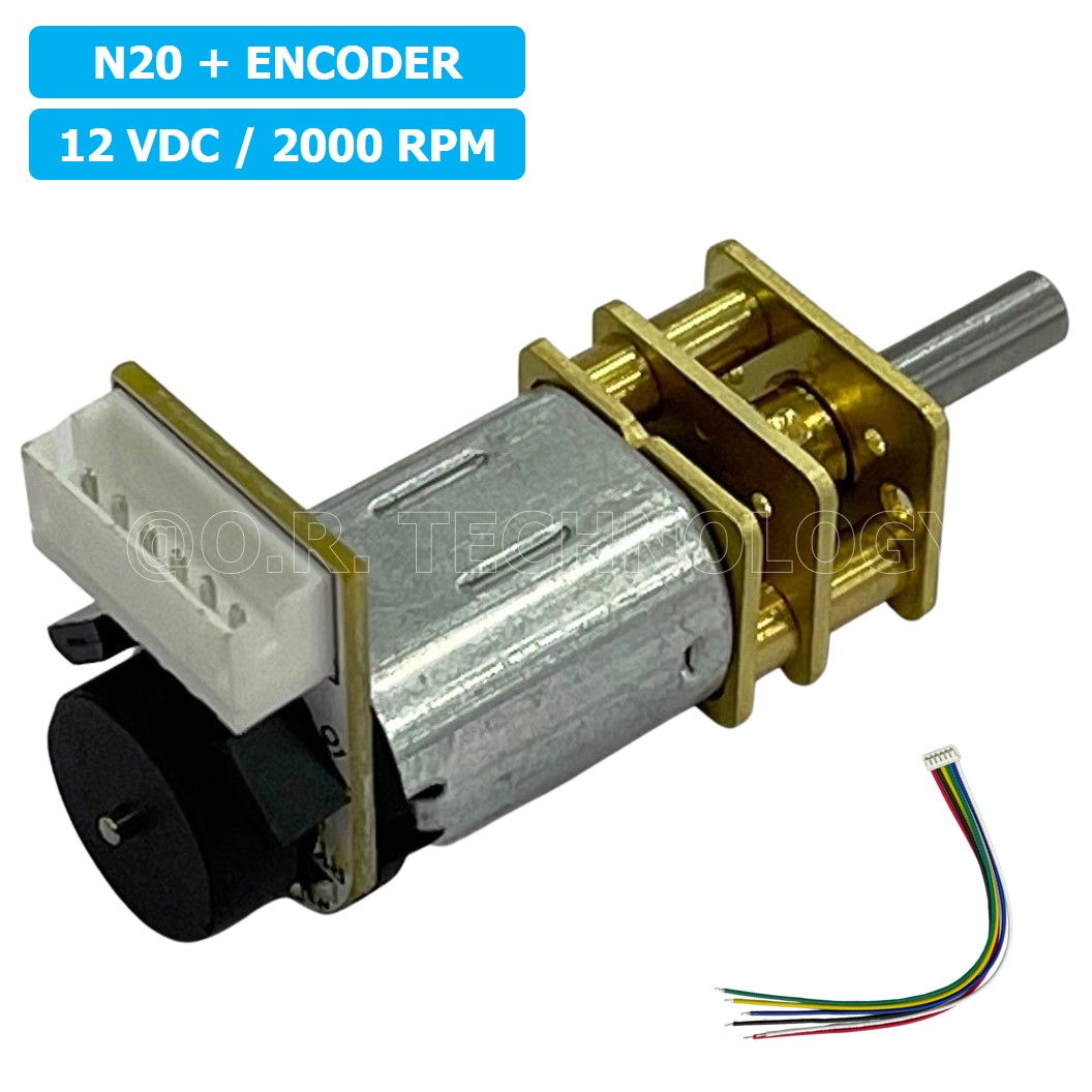 (1ชิ้น) JB339 มอเตอร์เกียร์ N20 12VDC 2000RPM พร้อม เอ็นโค้ดเดอร์ Micro Gear Motor DC with Encoder แกนขนาด 3mm D Shaft มอเตอร์ทดเฟือง GA12-N20 ไมโครมอเตอร์ มอเตอร์
