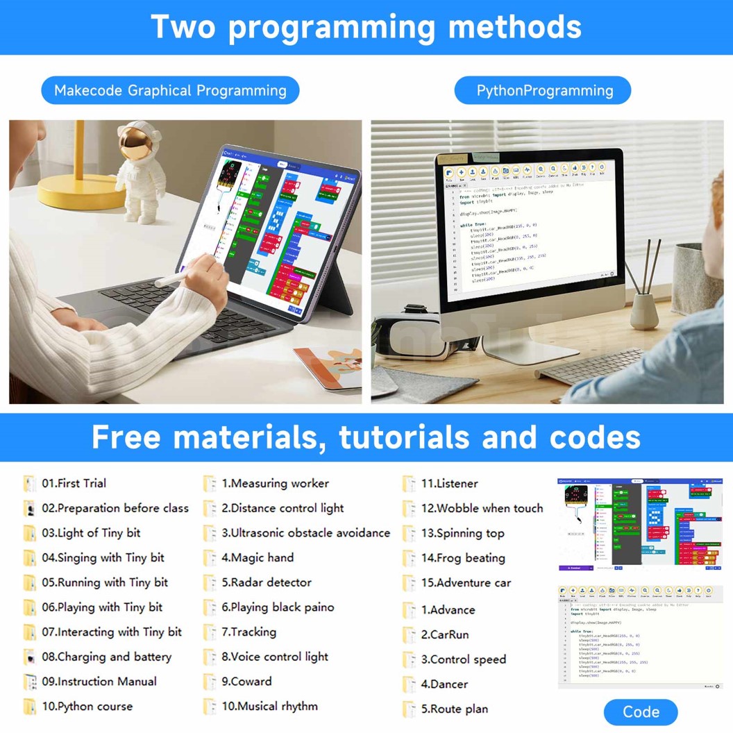 Yahboom Tinybit ชุดหุ่นยนต์ไมโครบิต Micro:bit Tiny:bit Smart Robot Car for Microbit V2/V1.5 (รวมบอร์ด/ไม่รวมบอร์ด)