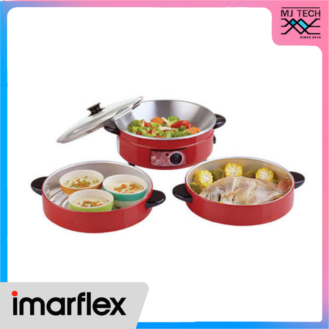 IMARFLEX กระทะไฟฟ้า พร้อมซึ้ง 2 ชั้น ความจุ 3 ลิตร รุ่น MP-18