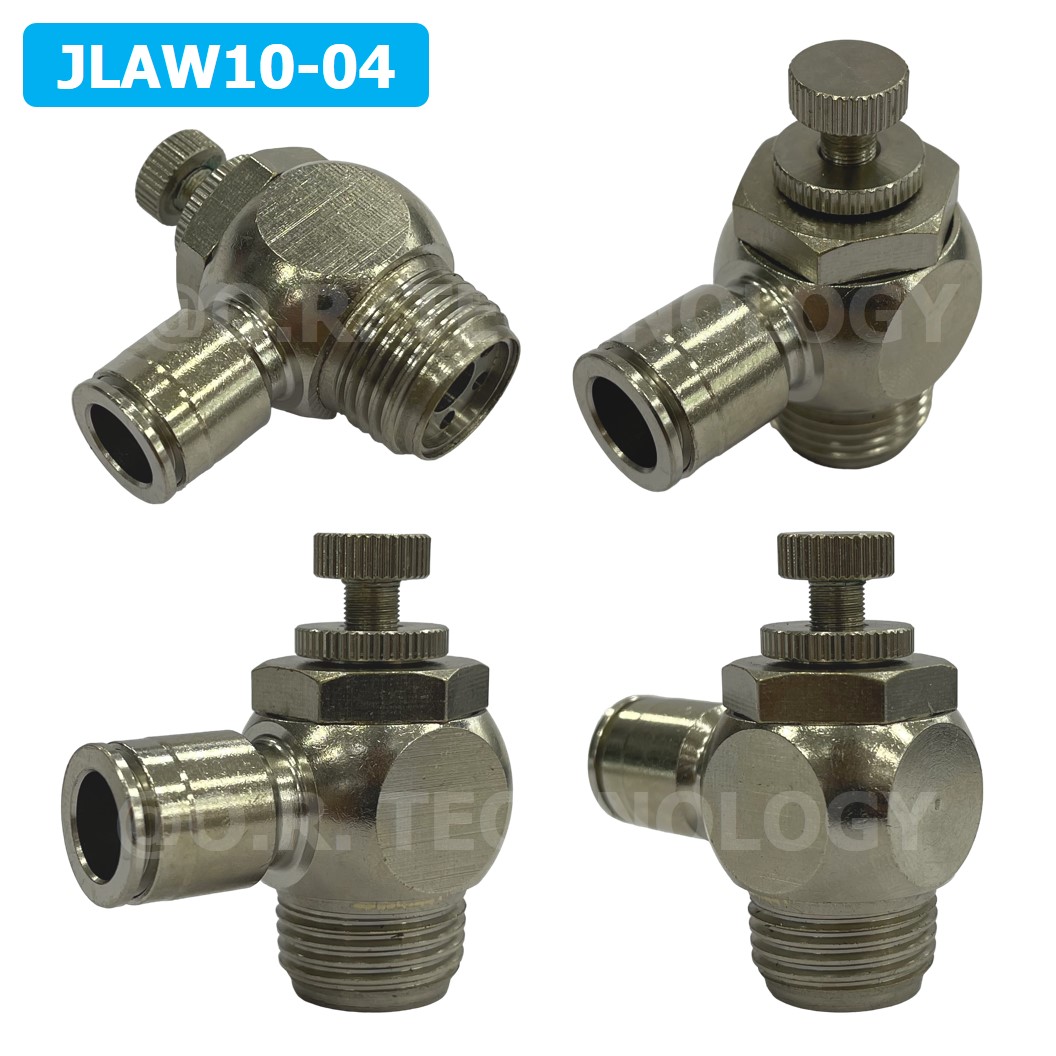 (1ชิ้น) JLAW10-04 ข้อต่อลมสแตนเลส ข้อต่อปรับลม งอ STAINLESS Air Flow Speed Controller ควบคุมความเร็วลม Speed Control valve JLAW JSL