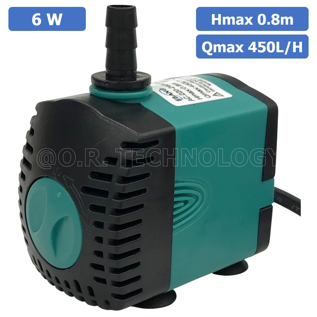 (1ชิ้น) EB-302 ปั๊มน้ำ ปั๊มแช่ พร้อมปลั๊กเสียบ 220VAC 6W Water pump Submersible Pump EBANG Hmax 0.8m Qmax 450L/H