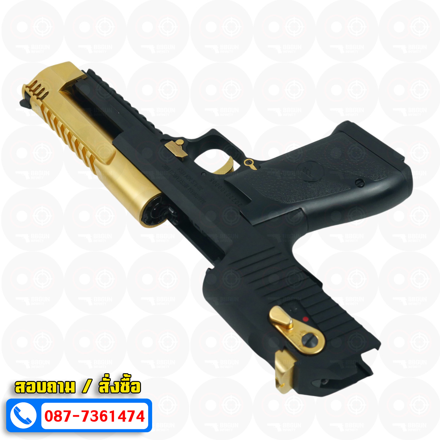 บีบีกันอัดแก๊ส Cybergun Desert Eagle L6 .50 AE GBB BLACK/GOLD BB GUN