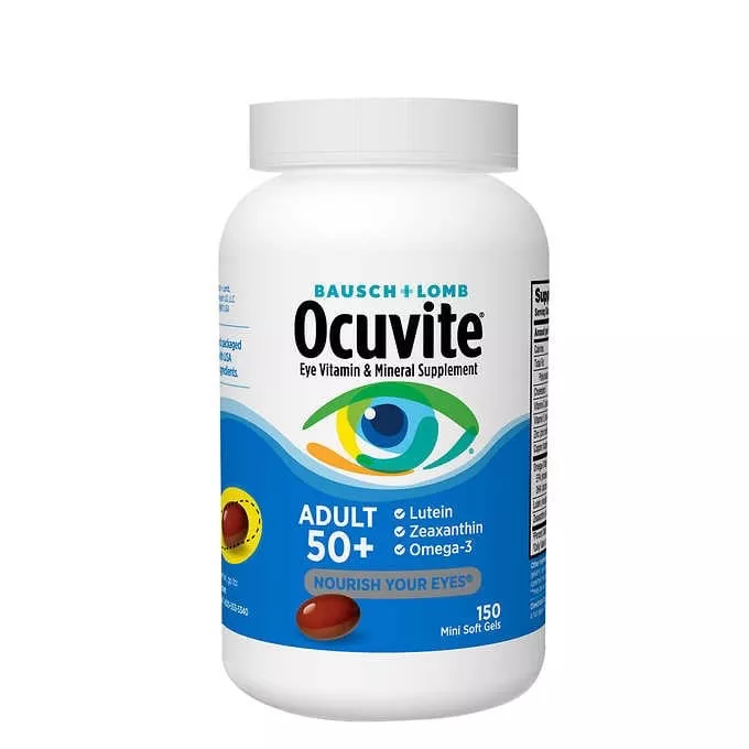 ขวดใหญ่150 เม็ด BAUSCH + LOMB Ocuvite Adult 50+ วิตามินบำรุงสายตาสำหรับผู้สูงอายุ มี Lutein / Zeaxanthin Bausch and Lomb