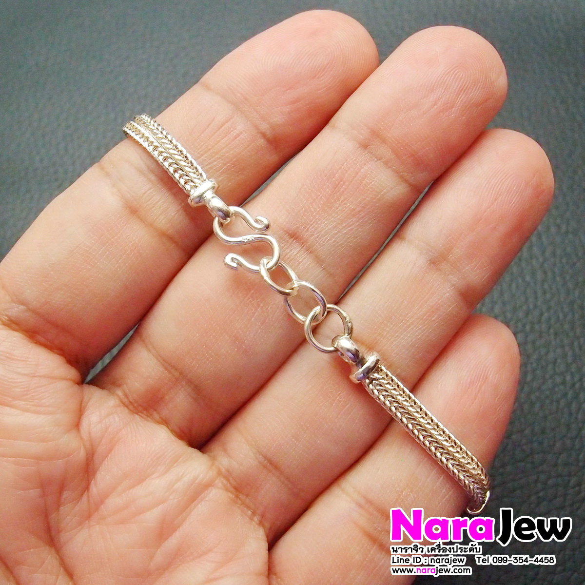 สร้อยข้อมือ ดอกพิกุลลงยาราชาวดี งานสุโขทัย เรือนเงินแท้ 925