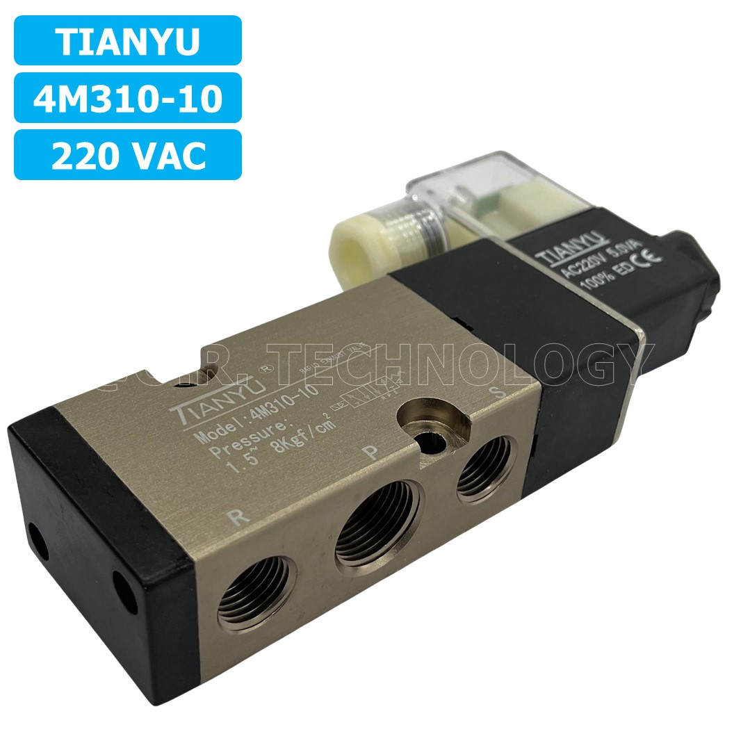 (1ชิ้น) 4M310-10 220VAC โซลินอยด์วาล์ว คอยล์ 1 ข้าง Single Coil Solenoid Valve Pneumatic TIANYU