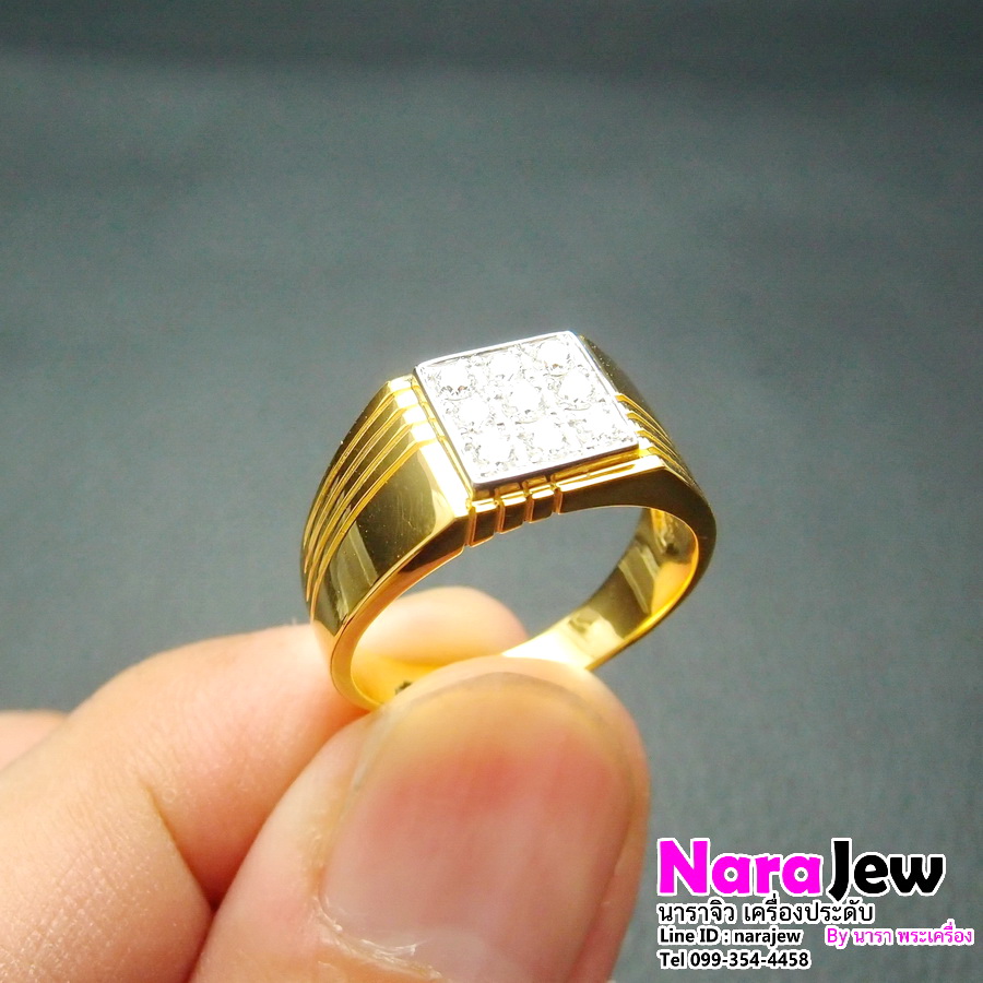 แหวนเพชรชาย ประดับเพชรแท้เบลเยี่ยมคัต 0.32 กะรัต