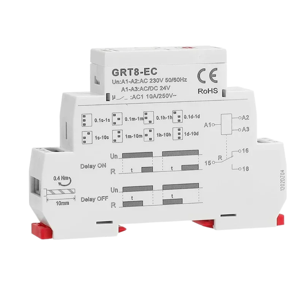 GEYA Delay Time Relay รีเลย์ตั้งเวลาอิเล็กทรอนิกส์ รุ่น GRT8-EC Un : AC230V 50/60Hz