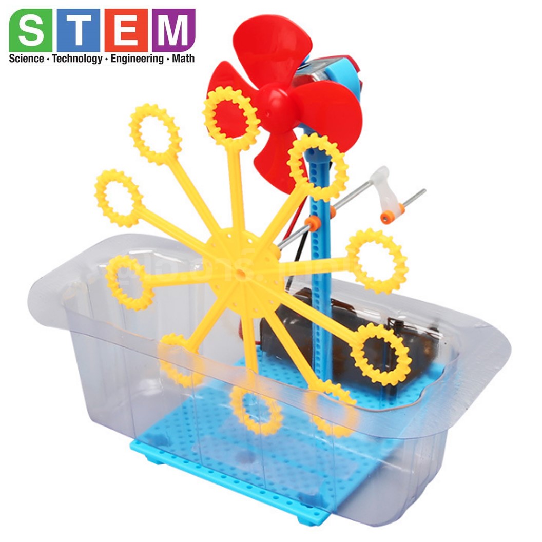 T-S115 ชุดประกอบไม้ เครื่องเป่าฟองสบู่ แบบมือหมุน Hand Bubble Machine Wooden Kit STEM Education ของเล่นเสริมทักษะ เสริมพัฒนาการ ชุดเรียนรู้ ชุดทดลอง มือหมุนเป่าฟองสบู่