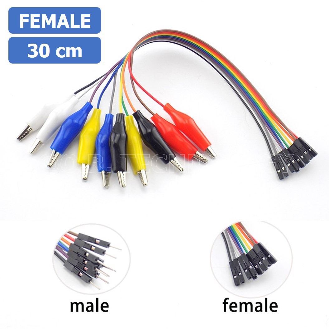 (1ชิ้น) AF020 สายแพ-ปากคีบ ตัวเมีย ความยาว 30cm 10Pin Alligator Clip to Dupont Line Female สายจั๊มเปอร์ Jumper
