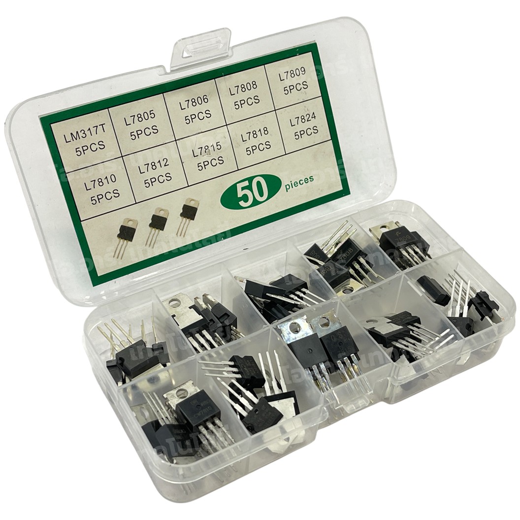 LM317T Box 50pcs ชุดไอซีปรับแรงดันไฟฟ้า 50ชิ้น 10แบบ แบบละ 5ชิ้น IC LM317T 1.2-37V Adjustable Voltage Regulator TO-220 Component