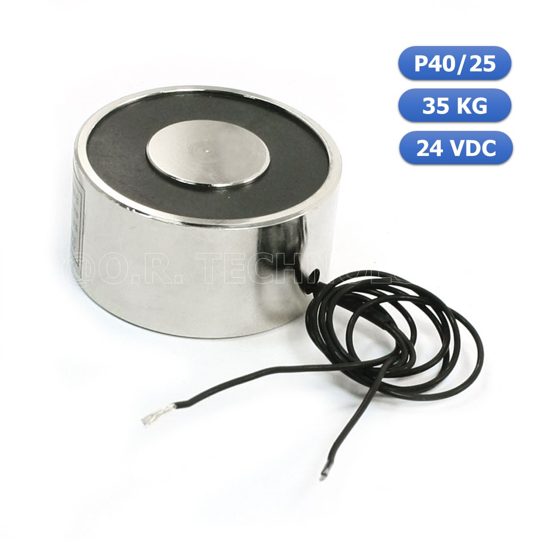 (1ชิ้น) NC476 แม่เหล็กไฟฟ้า โซลินอยด์ดูดโลหะ อิเล็กโตแมกเนท แม่เหล็กดูดไฟฟ้า P40/25 DC24V Solenoid Electric Sucker Electromagnet 35KG