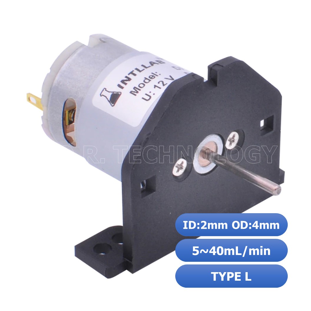 (1ชิ้น) NC455 ปั้มน้ำ ปั้มของเหลว INTLLAB Type L 12V Silicone Tube Liquid Pump ID:2mm,OD:4mm, 5~40 mL/min