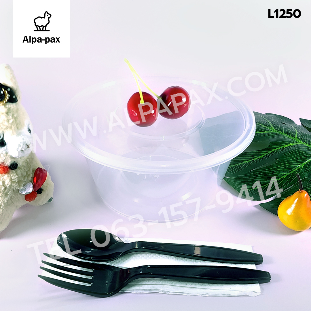 ถ้วยอาหารพลาสติก+ฝา 1250ml. (ลัง 200ใบ) กล่องไมโครเวฟ กล่องข้าว กล่องอาหาร กล่องใส่อาหาร