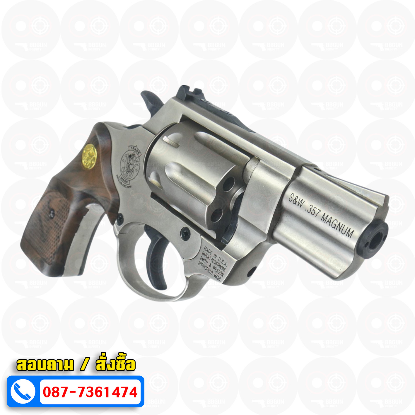 Ekol Lite แบลงค์กัน ลูกโม่ 2 นิ้ว สีซาติน (Satin) Smith & Wesson blank gun Revolver 2 inch กระดุมทอง