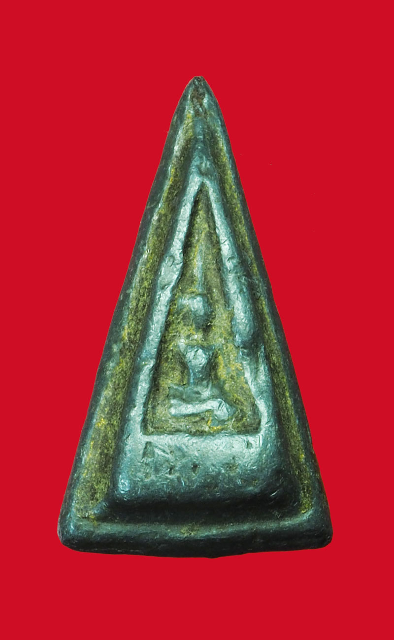 *31567 พระพุทธพิมพ์สองหน้า หลวงพ่อดำ วัดกุฏี ปราจีนบุรี เนื้อชินตะกั่ว เก่า 13