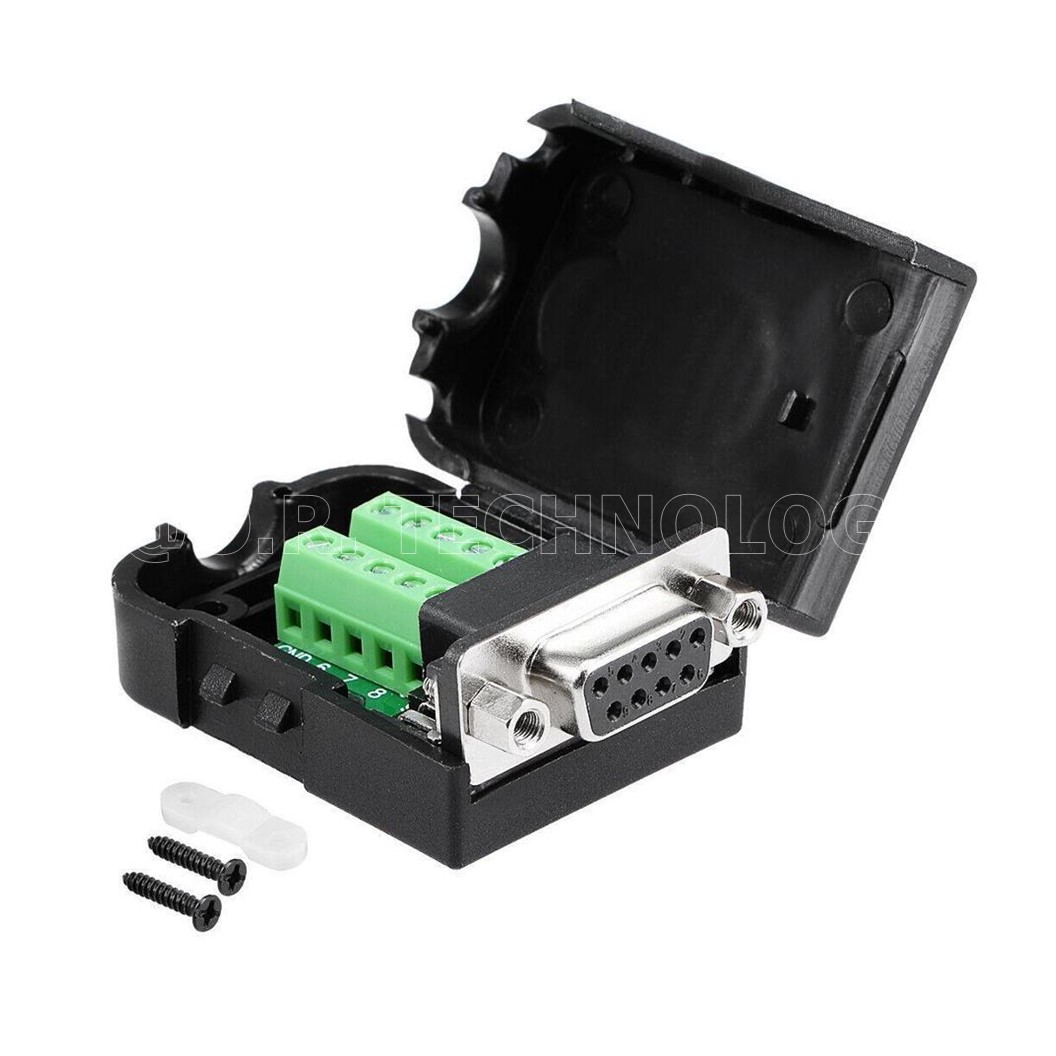 (1ชิ้น) NC323 หัวแปลง ตัวเมีย แบบมีที่หุ้ม DB9/RS232/RS485/9 pin/9 hole DB9 RS232/485 9pin Terminal Female Screw with Shell and Nut