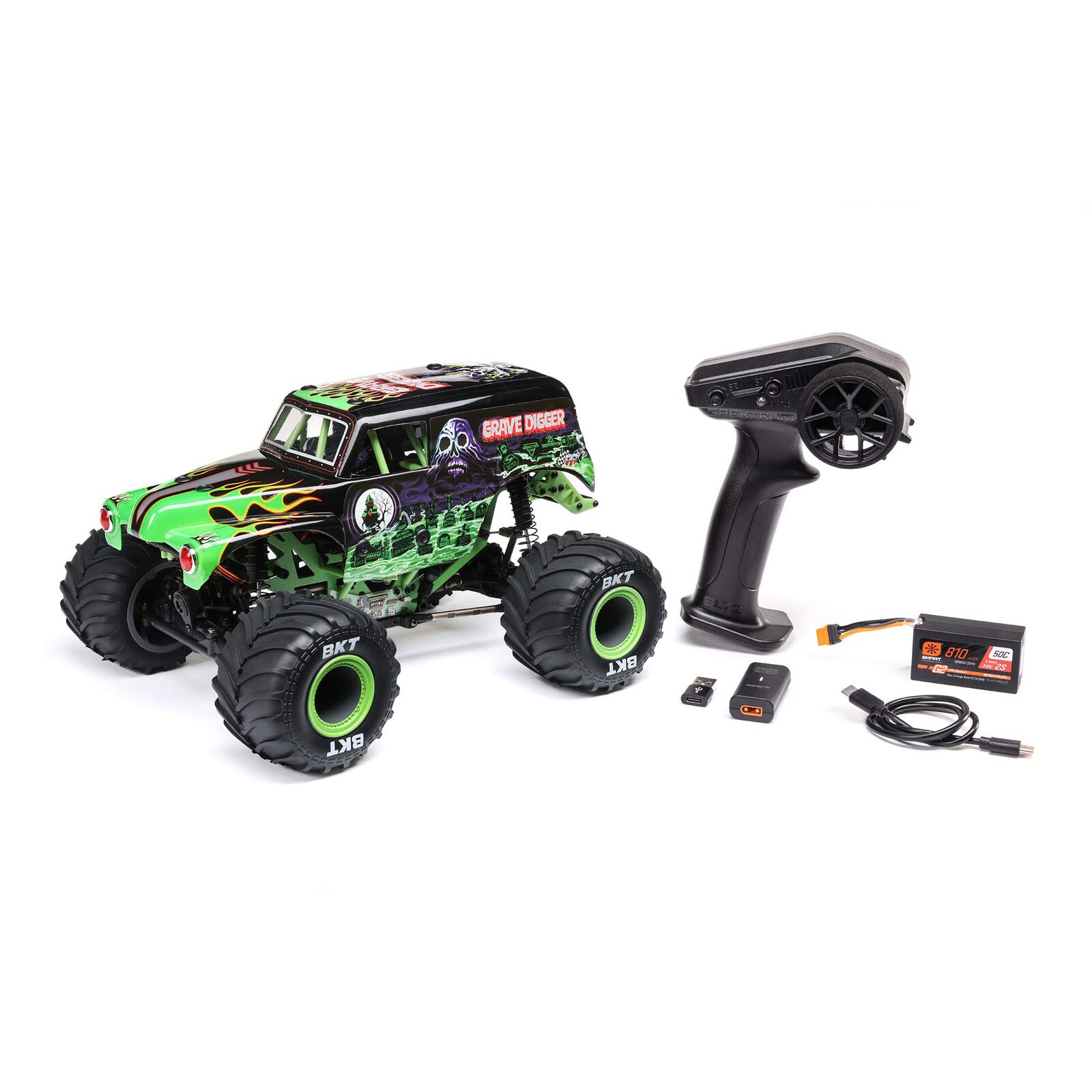 LOS01026T1 1/18 Mini LMT Grave Digger 2S 4X4 RTR Brushed Monster Truck (Battery & Charger Included)