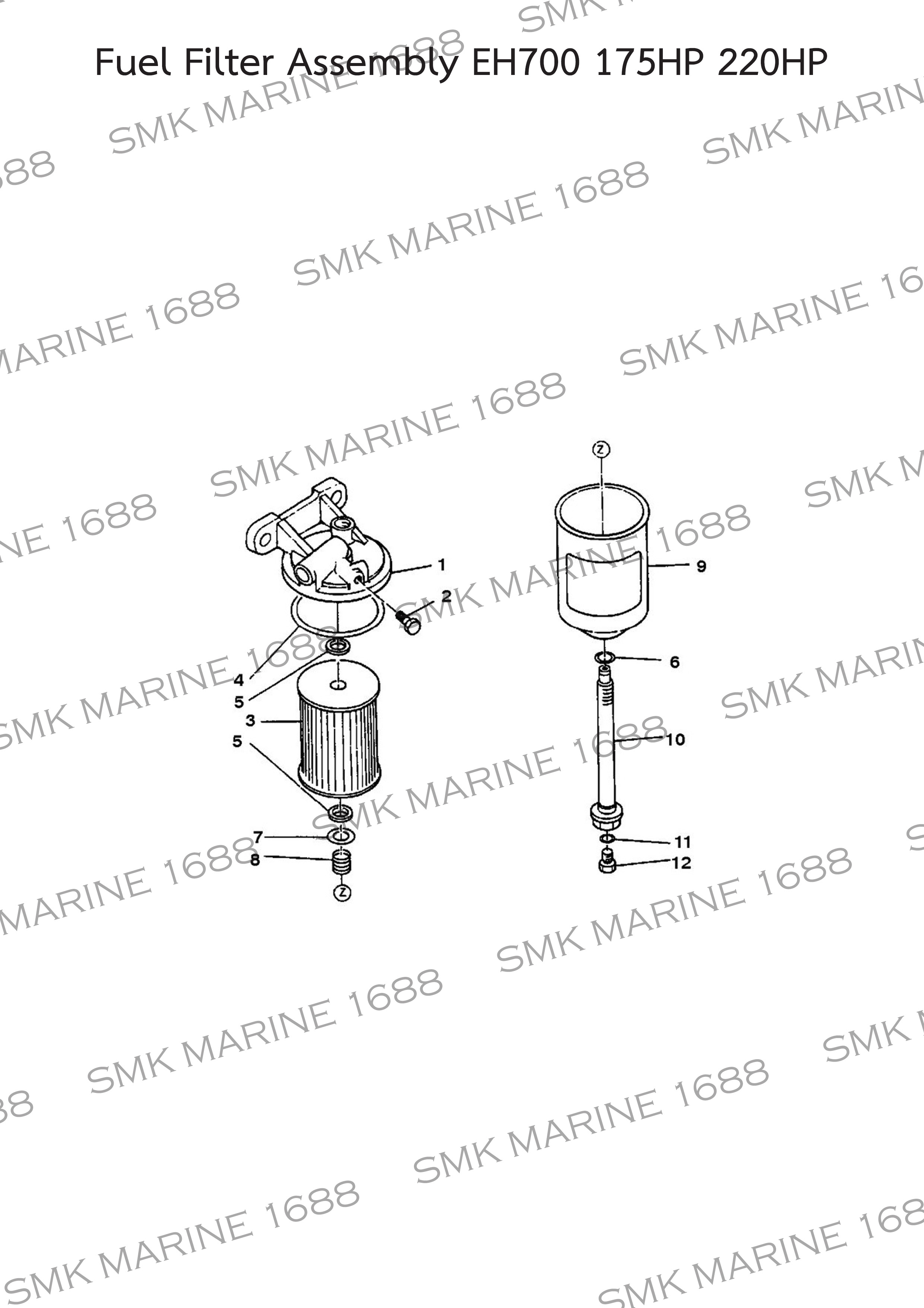 HINO EH700 833211210 Fuel Filter Element Cover / ถ้วยกรองน้ำมันโซล่า