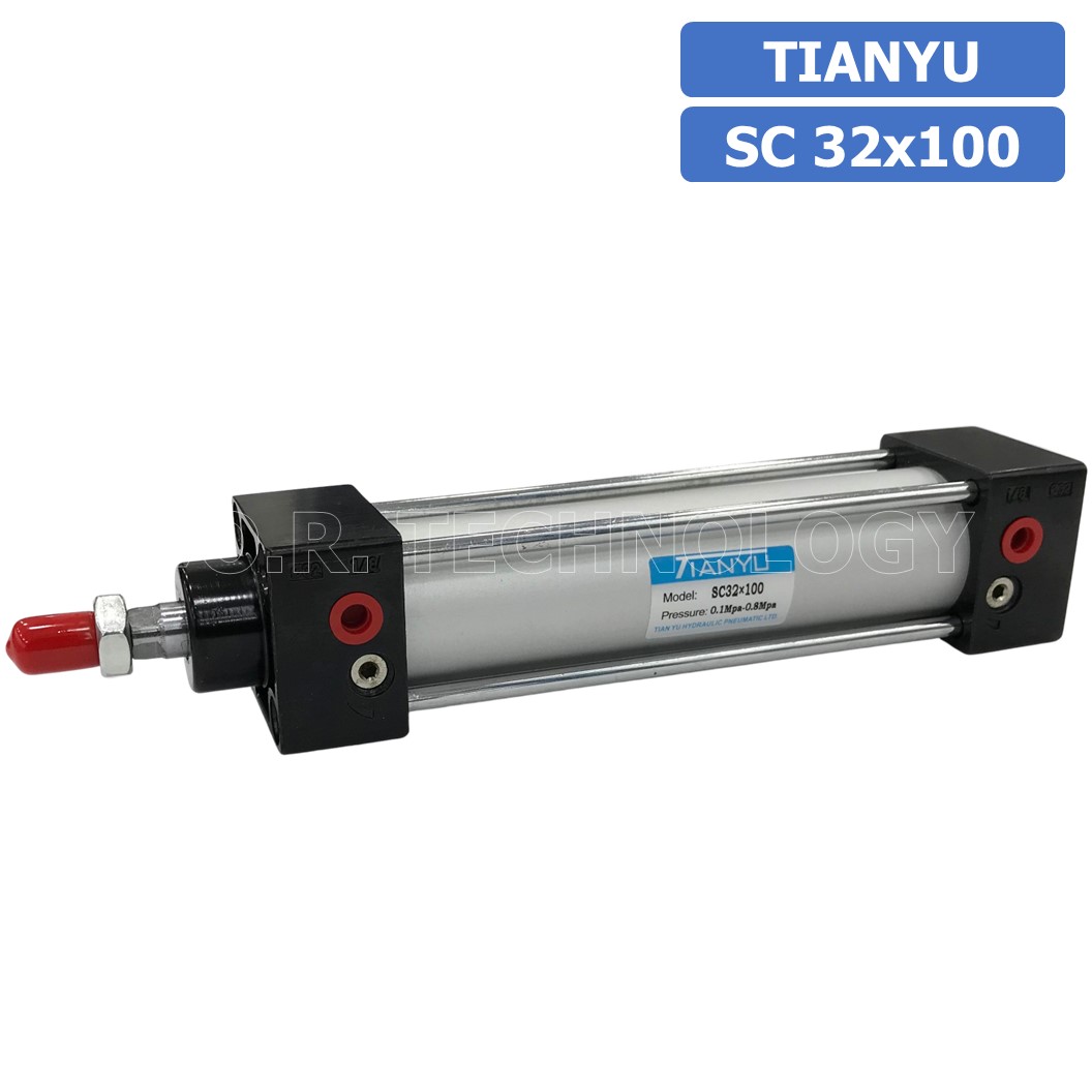 (1ชิ้น) SC 32x100 กระบอกลม รุ่นมาตรฐาน กระบอกลม 4 เสา Standard Cylinder Air Pneumatic แบบสี่เสา