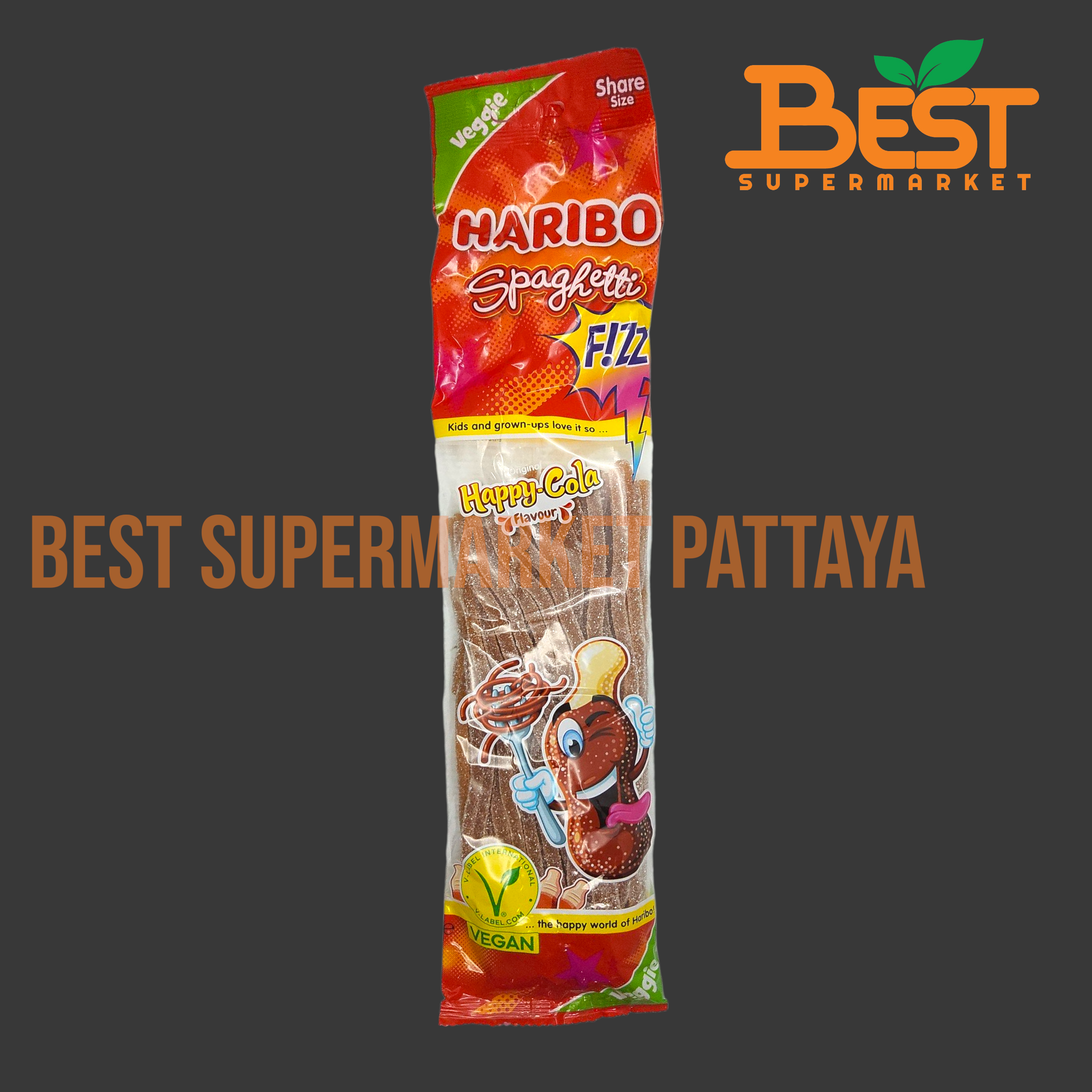 ฮาริโบ้ สปาเก็ตตี้ โคล่า ฟีส (ขนมเคี้ยวหนึบกลิ่นโคล่า) 200 กรัม.Haribo Spaghetti Cola Fizz 200 g.