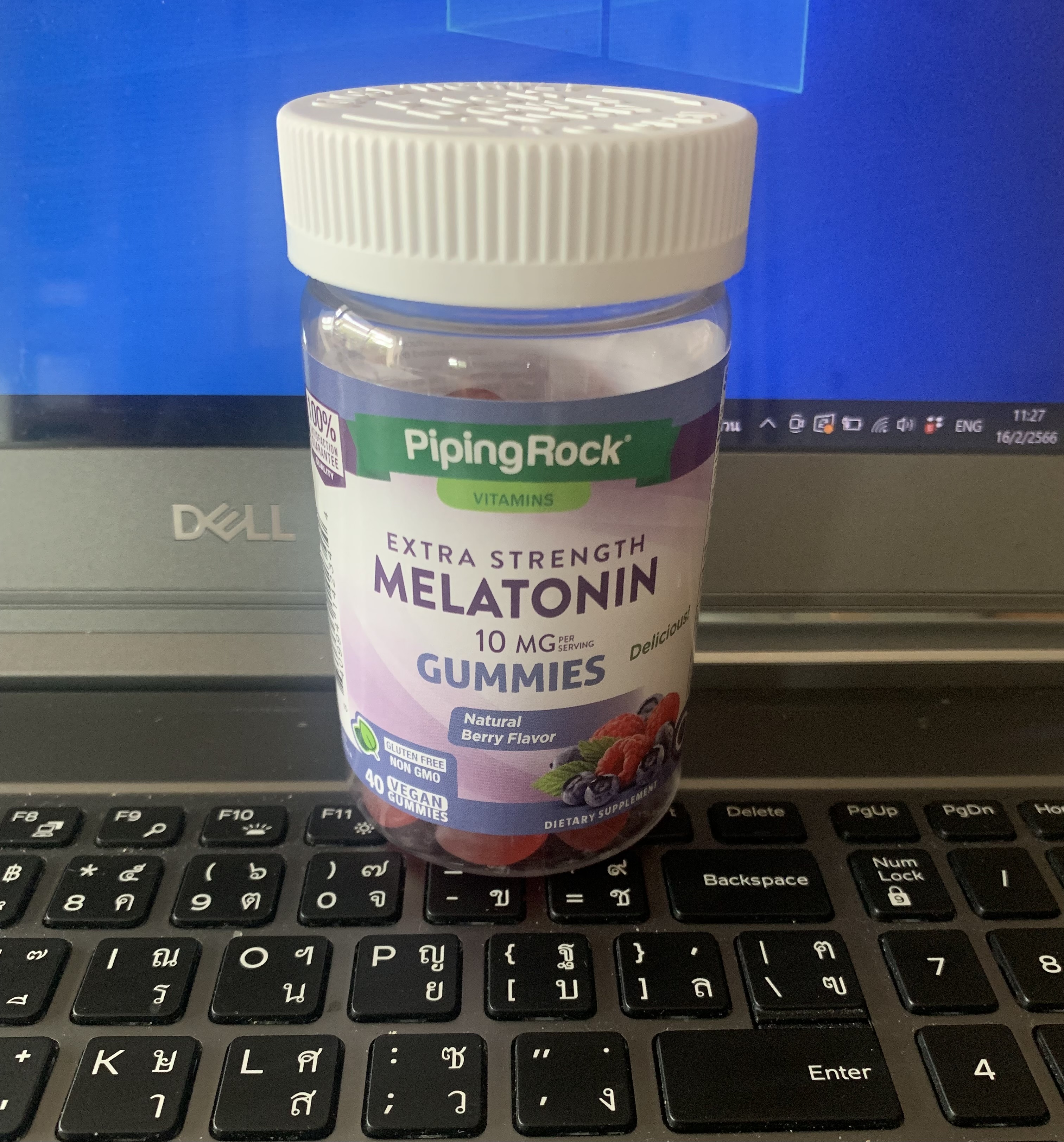 Piping rock Extra strength Melatonin 10 mg 40 gummies เมลาโทนิน ช่วยเรื่องการนอน แบบกัมมี่ รสเบอรี่ธรรมชาติ อร่อย ทานง่าย