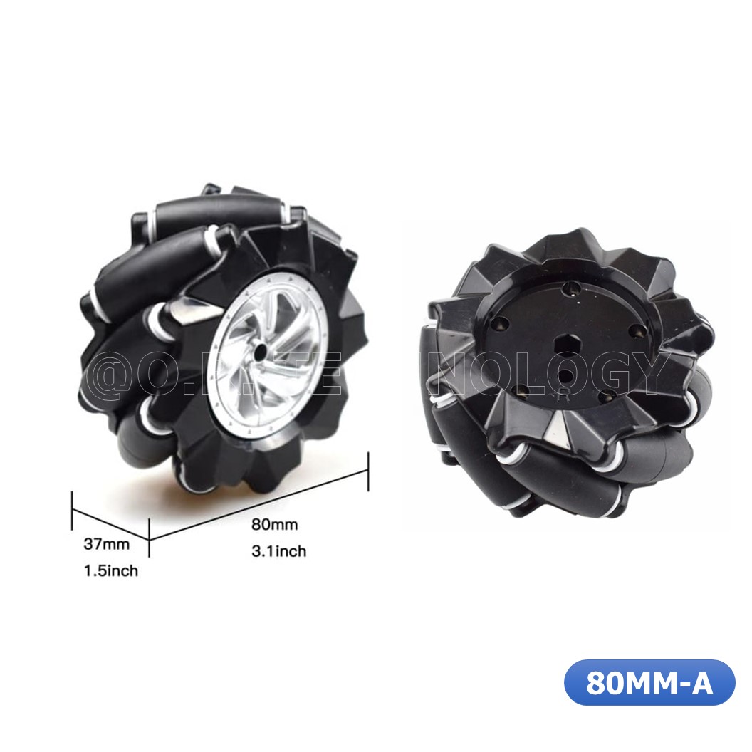 (1ชุด มี 2ล้อ-ซ้าย,ขวา) AD149 ชุดล้อ แมคคานัม ล้อหมุนรอบทิศทาง ขนาด 80MM-A สีดำ (ไม่รวม แกนล้อ) Black Mecanum Wheel 80MM-A (Not include couplings)