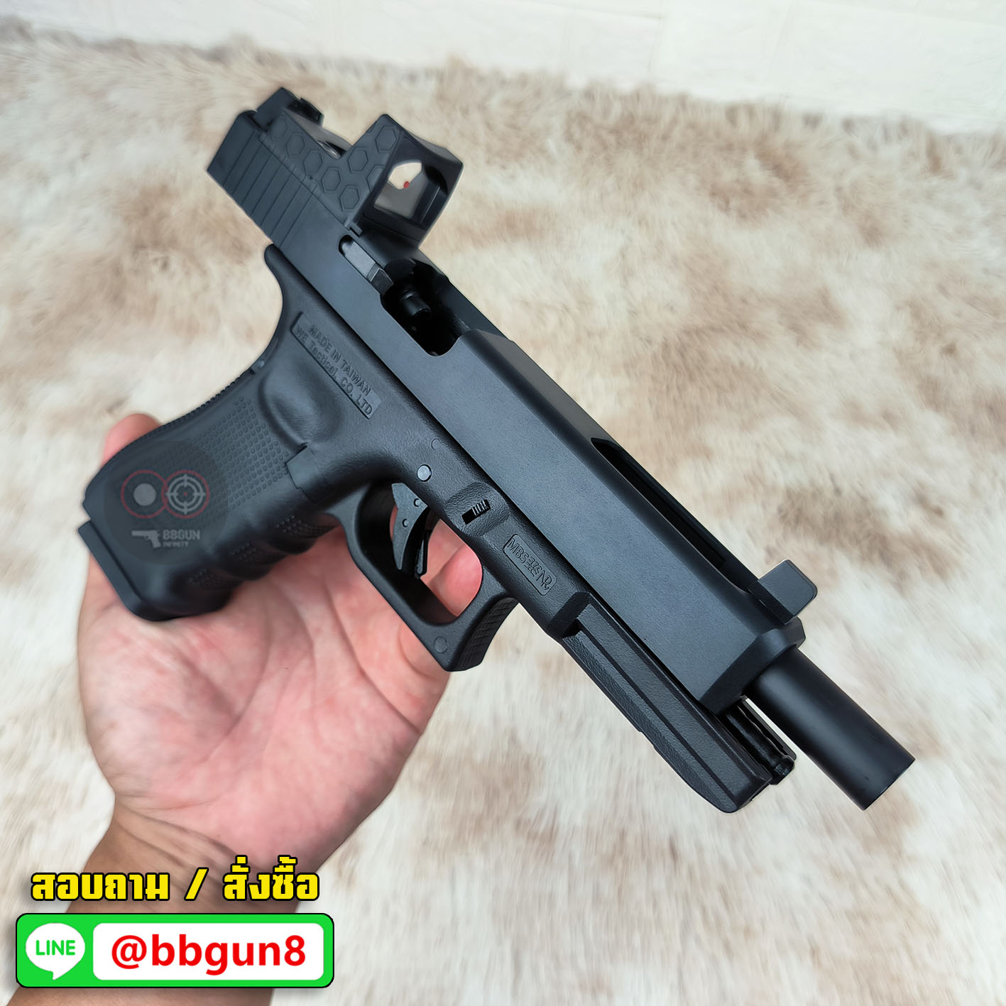 WE G34 Glock 34 Gen 4 MOS ดำ (แถมแผ่นเพลท RED DOT ศูนย์ปืนยกสูง เสริมด้าม)