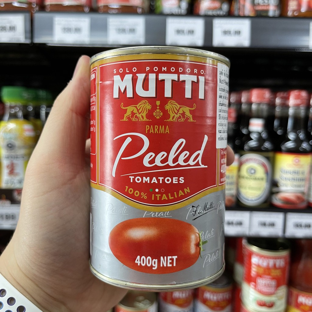 มุตติ มะเขือเทศปอกเปลือกในน้ำมะเขือเทศ น้ำหนักสุทธิ 400 กรัม Mutti Peeled Tomatoes Net Weight 400 g.