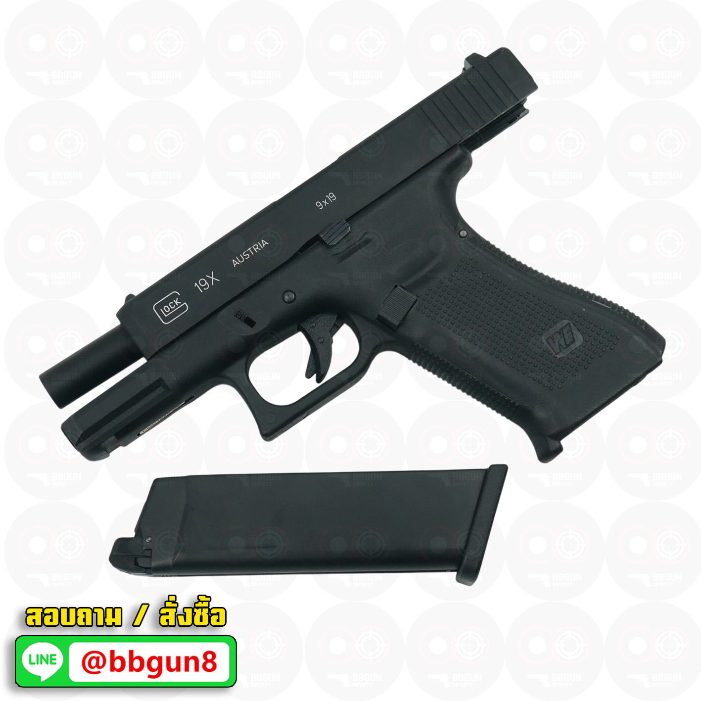 บีบีกันอัดแก๊ส WE G19X Glock19X GBB สีดำ Black BB GUN