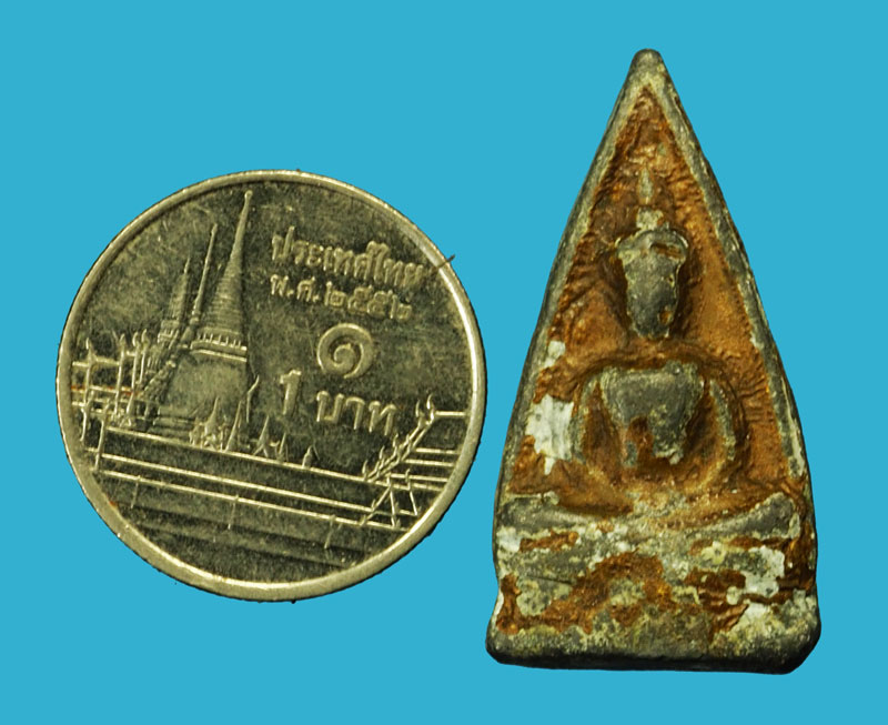 *35263 เหรียญหล่อพระพุทธโสธรสองหน้า เนื้อชินตะกั่วลงบอรนซ์ทองเก่าไม่ทราบที่ 3