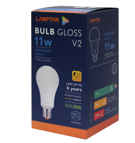 หลอดไฟ LED 11W LAMPTANE Gloss V2 แสงสีขาว