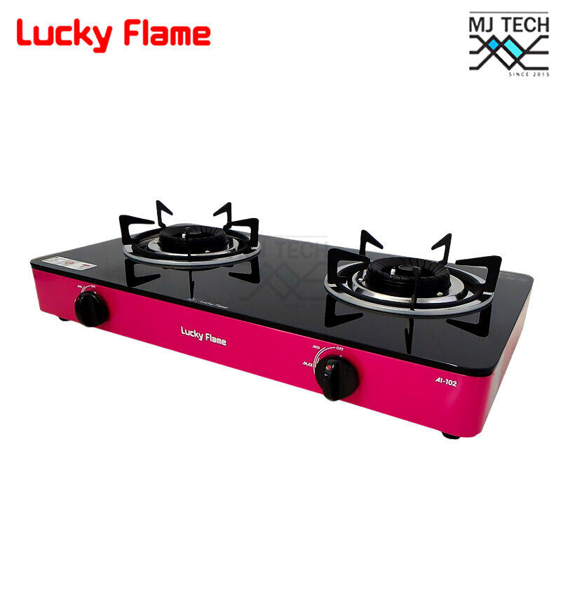 LUCKY FLAME เตาแก๊สตั้งโต๊ะ 2 หัวเตา หน้ากระจก รุ่น AI-102