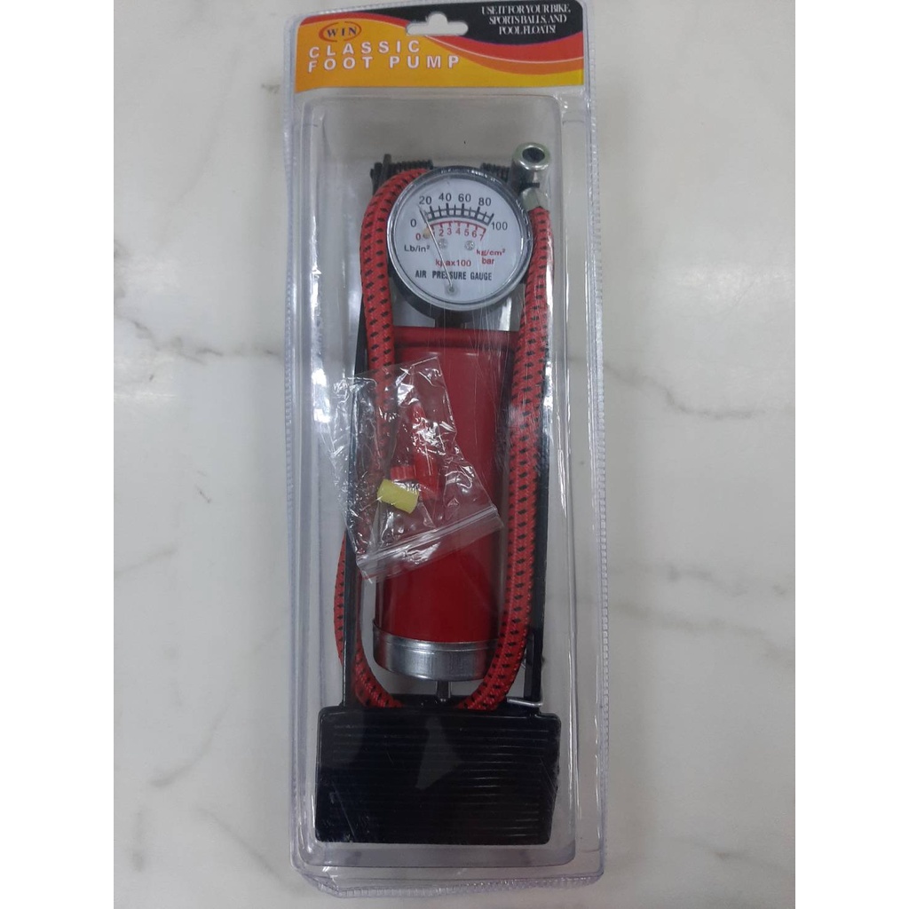 สูบลมเท้าเหยียบรุ่นลูกสูบเดี่ยว WIN FP-3010 (ราคารวมแวท)ที่สูบลมจักรยานที่สูบลมมอไซค์แบบเท้าเหยียบ {2803741301}