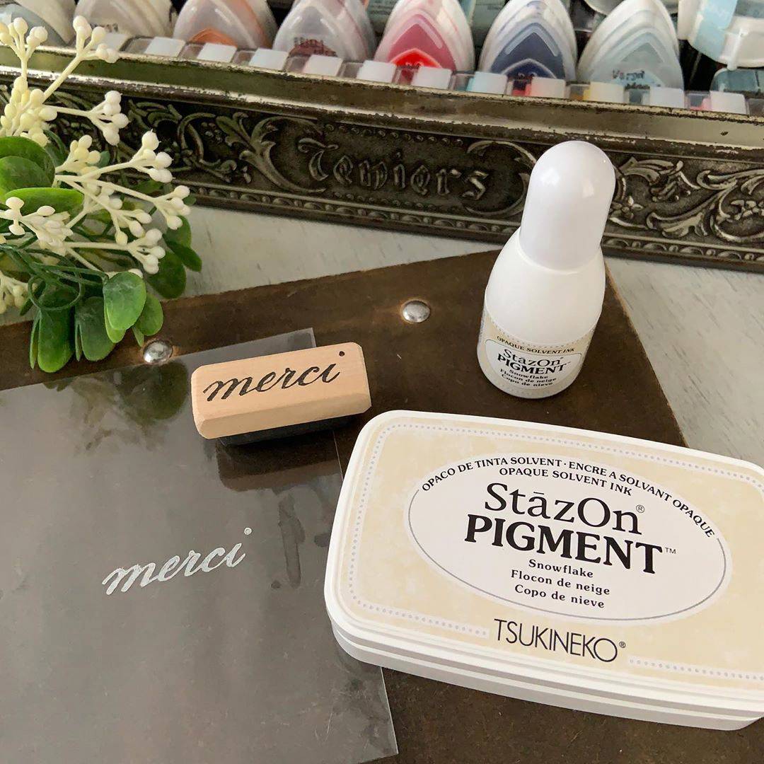 หมึกญี่ปุ่น StazOn Pigment ทึบแสง (หมึกอเนกประสงค์ ผ้า โลหะ พลาสติก ถุงแก้ว ไม้ หนัง กระดาษ) มีแบบตลับและแบบเติม 8 สี