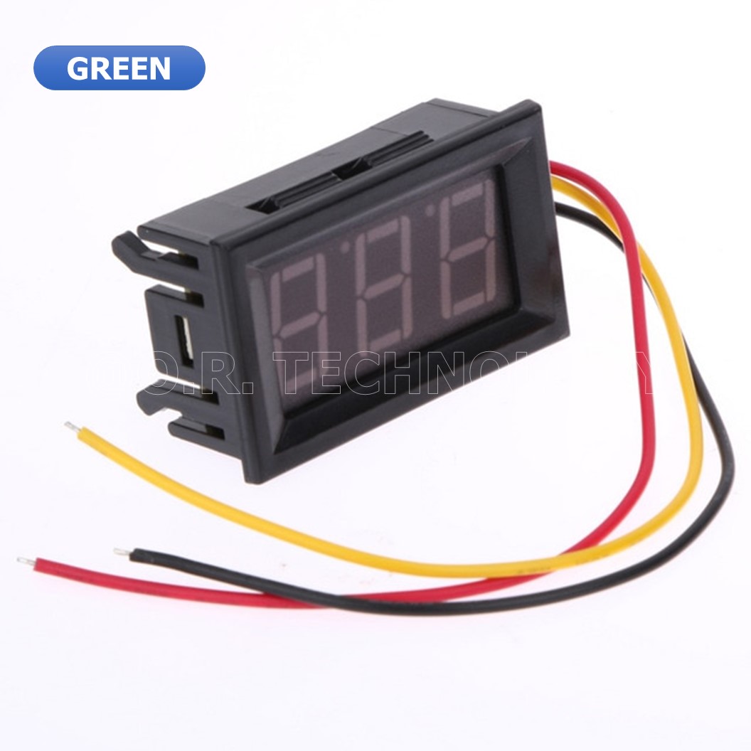 (1ชิ้น) NC068 จอแสดงผล โวลต์มิเตอร์ 3 สาย สีเขียว ขนาด 0.56นิ้ว 0-100V 3-Wire DC Voltmeter Green