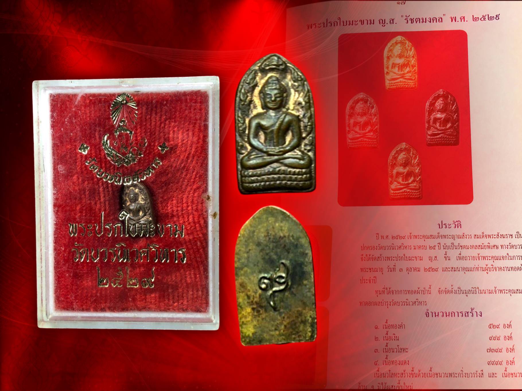 พระปรกใบมะขาม ญส. รุ่นแรก ของสมเด็จพระญาณสังวร วัดบวรนิเวศวิหาร ปี 2529 เนื้อนวะพร้อมกล่องเดิม งามและหายากสุดๆ ครับ