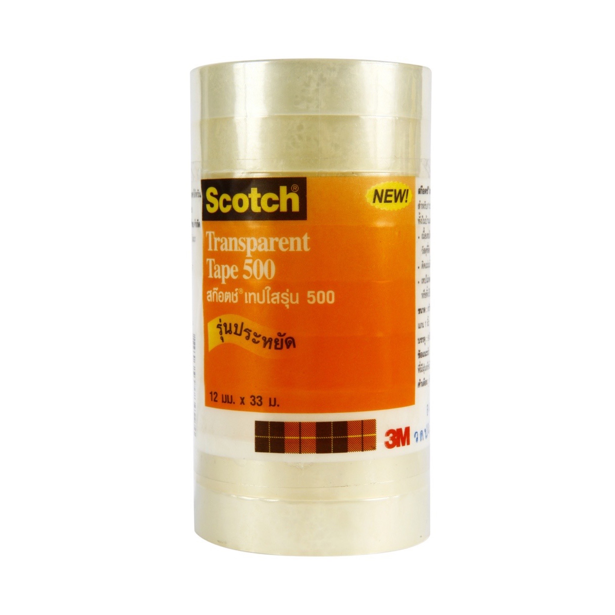 เทปใส Scotch 3M No.500 1/2 นิ้ว x 36 หลา แกนเล็ก