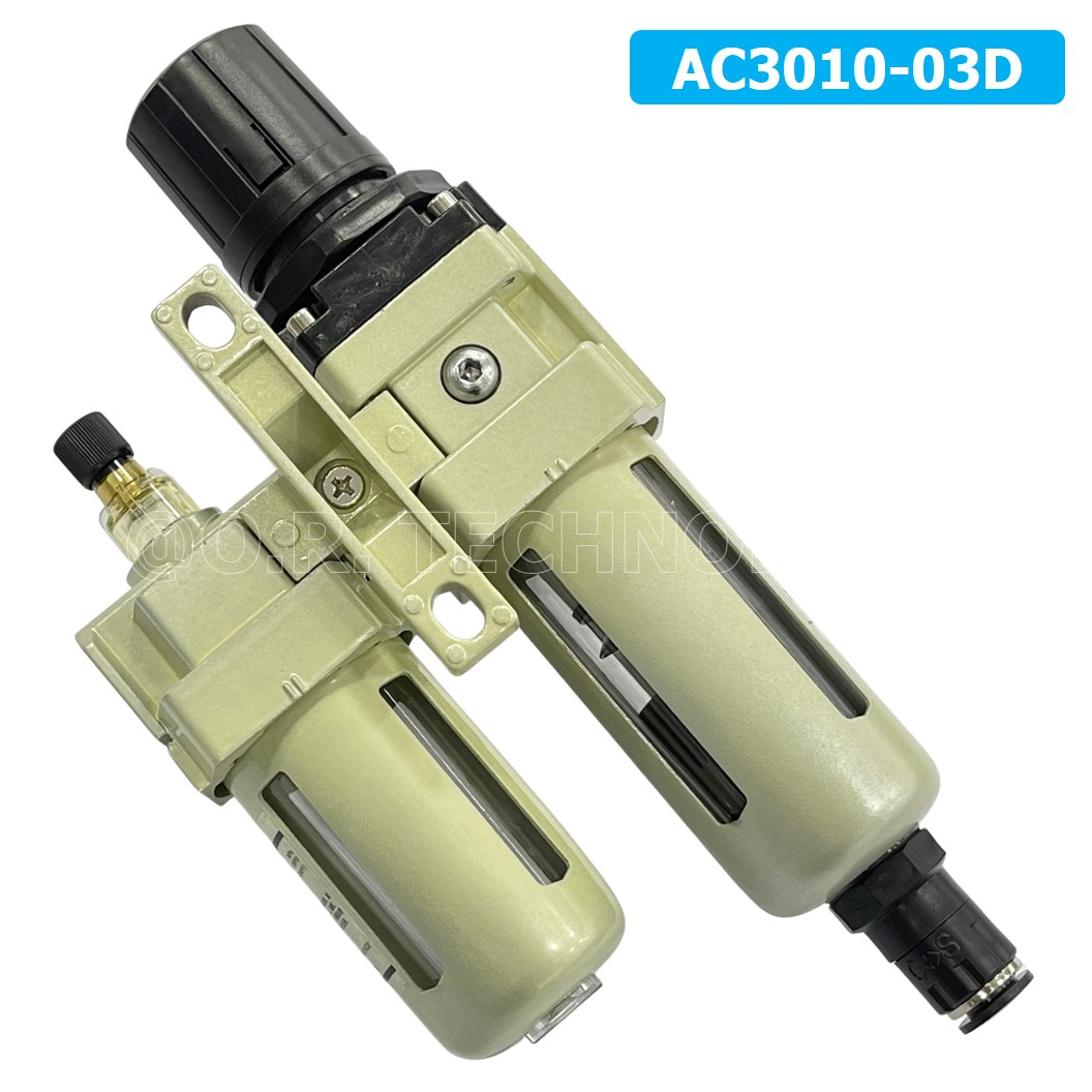(1ชิ้น) AC3010-03D ชุดกรองลมแบบ 2 ตอน Auto Drain FRL 2 Unit Air Filter, Regulator & Lubricator TIANYU AC (AW+AL) แบบระบายน้ำอัตโนมัติ