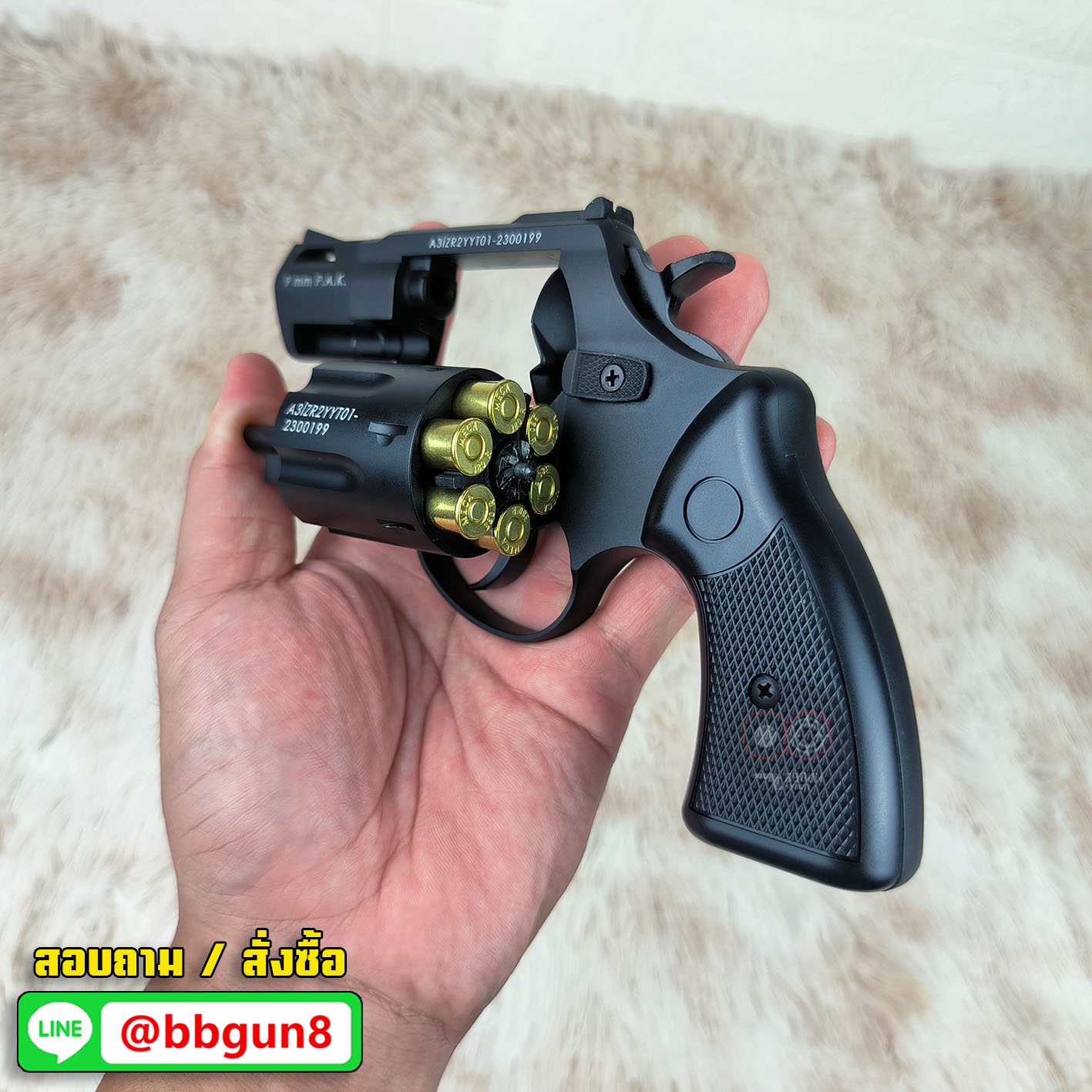 ZORAKI R1 R2 2" BLANK GUN แบลงค์กันลูกโม่ 2 นิ้ว ดำด้าน Blank Gun (แถมกล่องใส่ปืน)